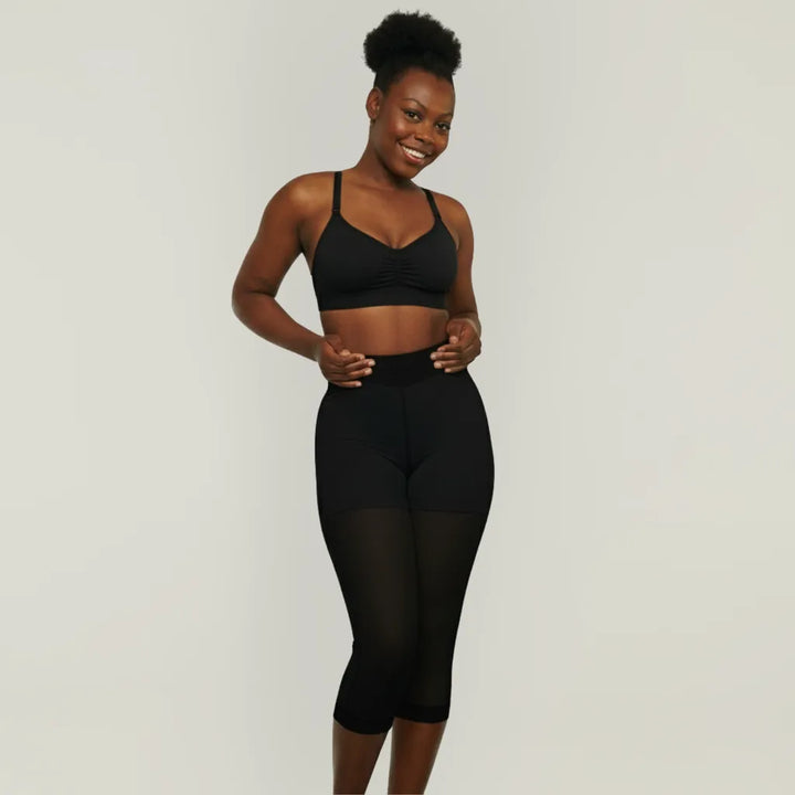 faja larga legging compresion 18-22 mmHg lipedema celulitis black frente Paloma Sahid