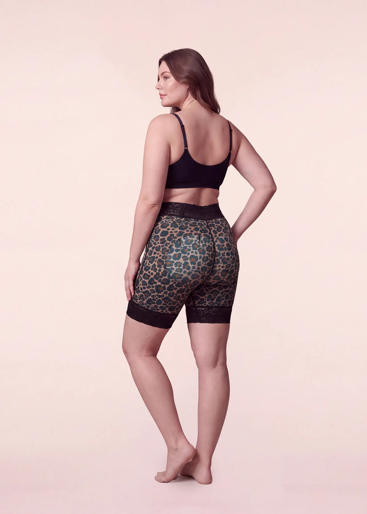 faja corta compresion celulitis lipedema animal print vista trasera Paloma Sahid