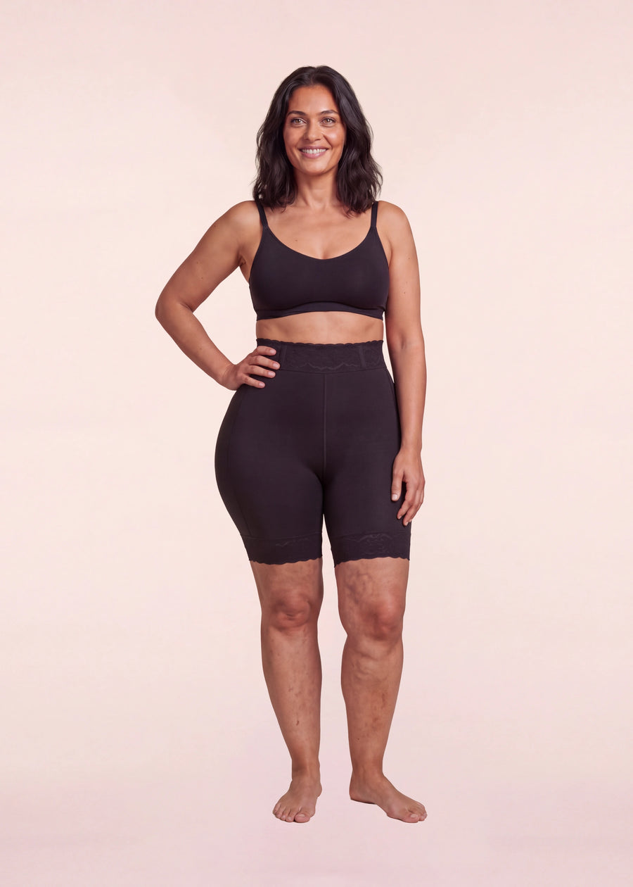 Faja Corta Compress negra, vista frontal